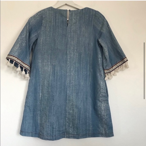 NEW Hayden Los Angeles Girls Denim Fringe Boho Dress 11/12 mini free people - Picture 5 of 6
